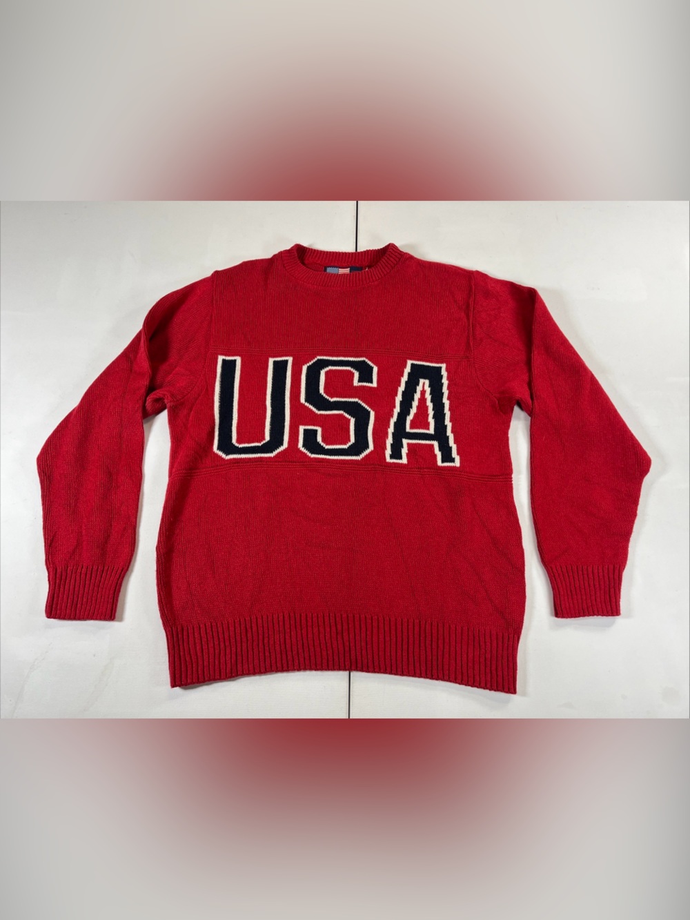 Vintage American USA Sweatshirt 90s Stars And Stripes Red White Blue Men’s S
